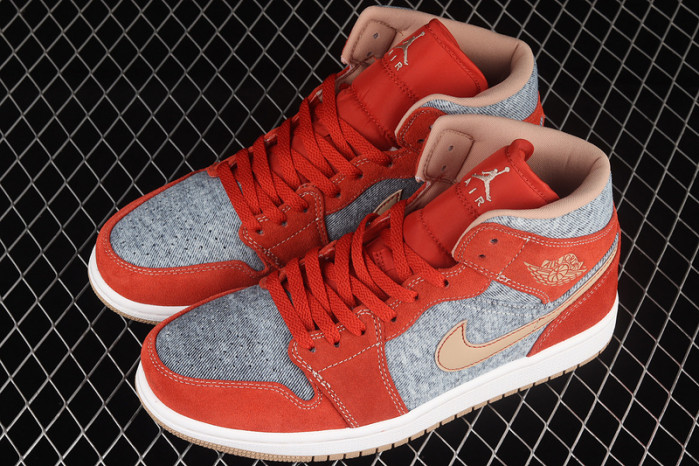 Air Jordan 1 Mid Denim Red Men