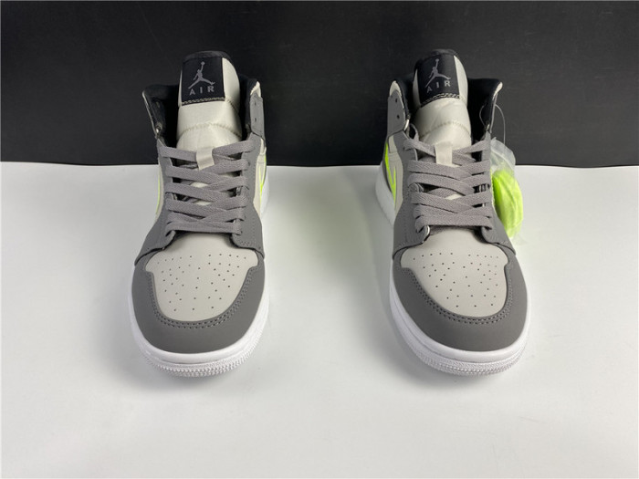 AIR JORDAN 1 MID NEON YELLOW SWOOSHES 554724-072